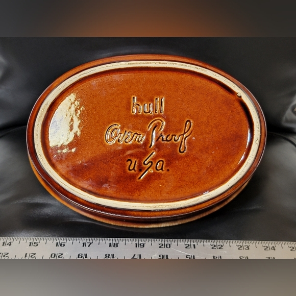 Vintage Pottery Hull USA Oven Proof Brown Drip 10" x 7" Oval Casserole Dish EUC - Picture 11 of 17